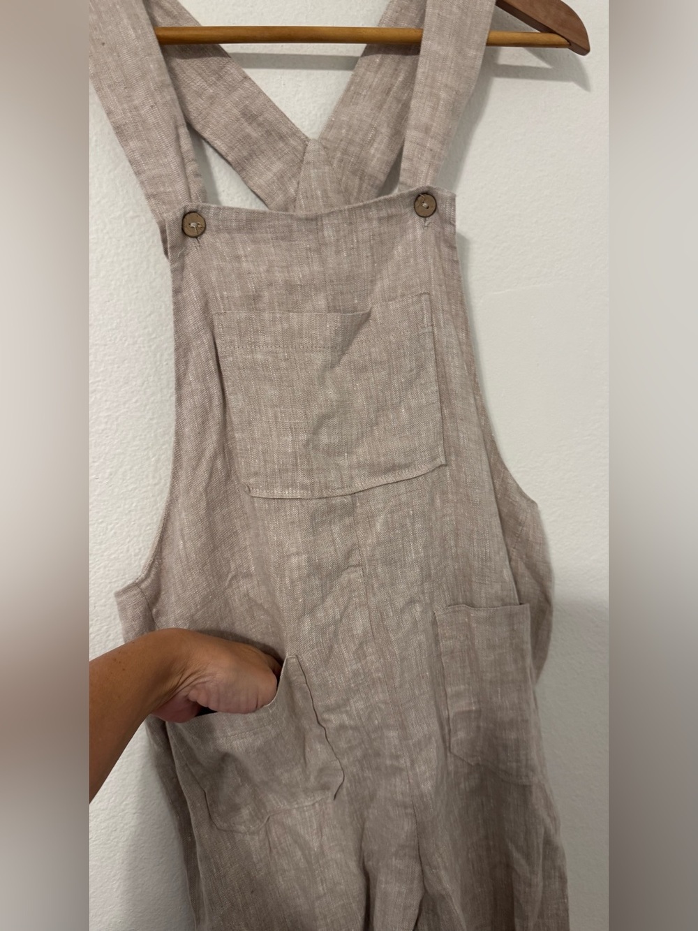 Linen Fairytales 100% Linen Oatmeal
Overalls Jumpsuit XS Lantern Leg
Lagenlook - Picture 2 of 9